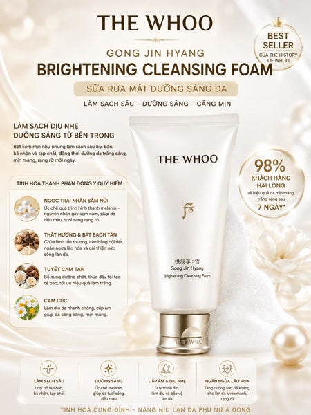 THE WHOO - Sữa Rửa Mặt SRM Whoo Trắng 180ml MỚI - EXP 202901
