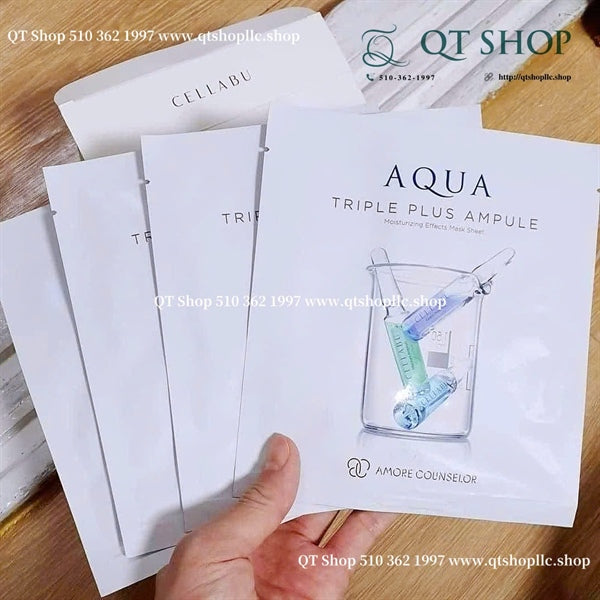 AMORE - Mặt Nạ Cấp Nước Aqua Triple Plus Ampule - 10ea - EXP 202902