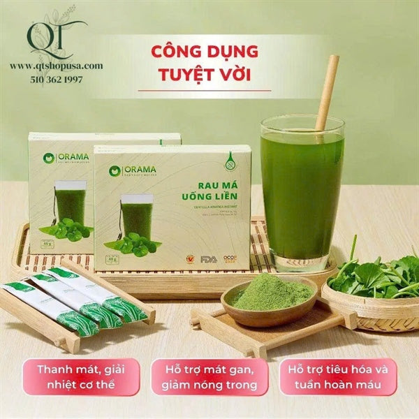 RÁCH HỘP - Bột Rau Má Không Đường VN - 15 gói x 3gr - EXP 202703