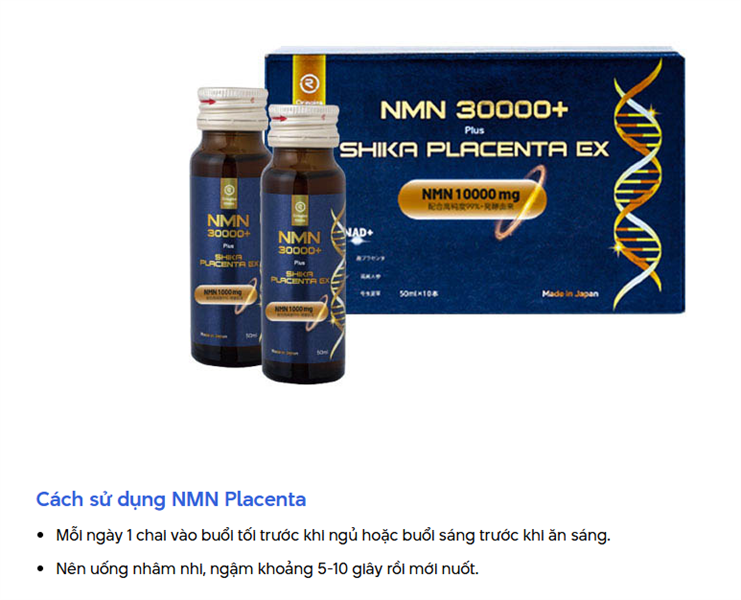 REIPERFECT - NMN 30000+ Shika Placenta EX - Hộp 10 chai - EXP 202710