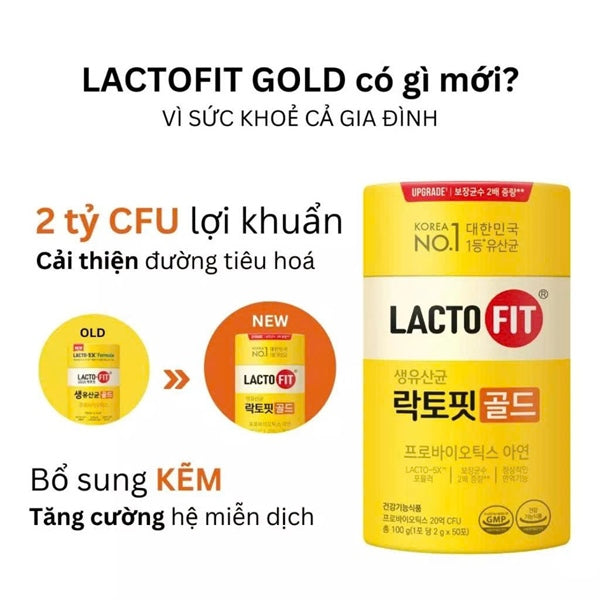 Men vi sinh LACTOFIT - Màu vàng - hộp 60 gói (Hộp)