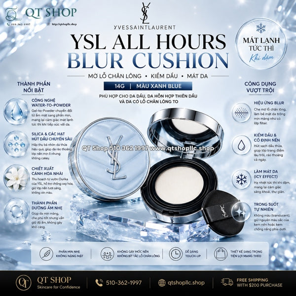 YSL - All Hours Blur Cushion 14g ( Xanh Dương)