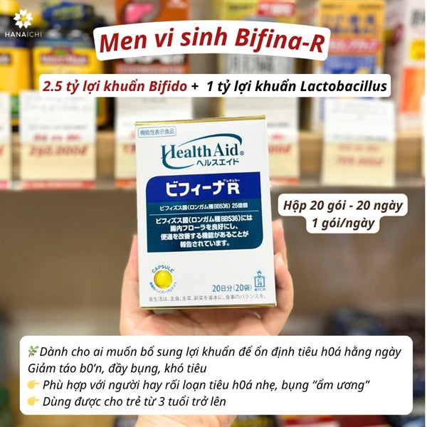 HEALTH AID - Men Vi Sinh Bifina R Nhật Bản - Hộp 20 gói - EXP 2027.08