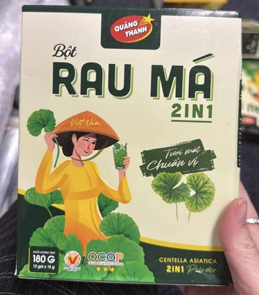 RÁCH HỘP - Bột Rau Má 2in1 Đường Phèn VN - 12 gói x 15g