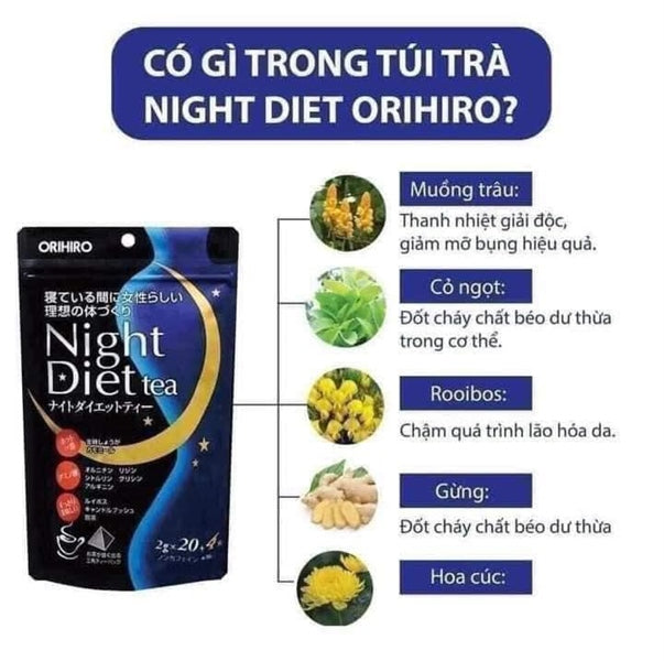 ORIHIRO - Trà Night Tea Diet JP - MÀU XANH - EXP 202703