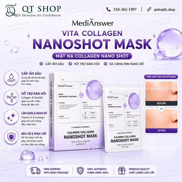 Mặt Nạ Thạch Collagen MediAnswer Calming Collagen Nanoshot Mask TÍM