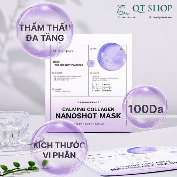 Mặt Nạ Thạch Collagen MediAnswer Calming Collagen Nanoshot Mask TÍM