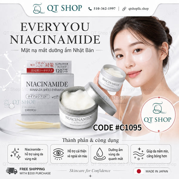 Mặt Nạ mắt Everyyou Niacinamide Manaza-Sheet EyeMask Japan 120 miếng (Màu Bạc)