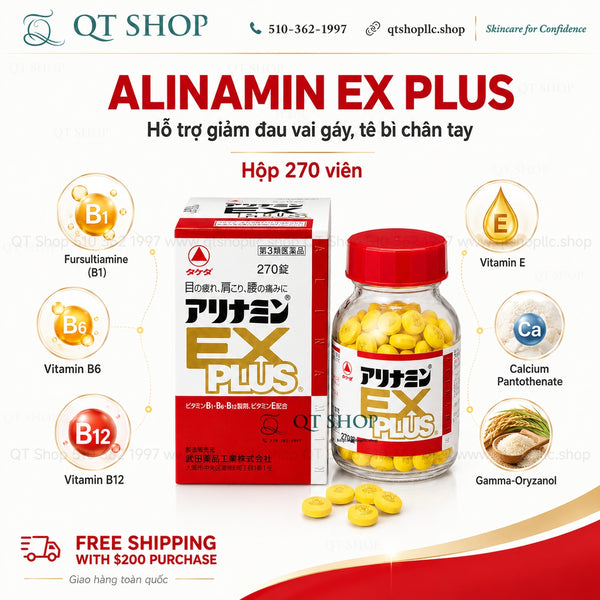 Viên uống Takeda Alinamin EX Plus 270 Viên - Hỗ trợ trị Đau Cổ Vai Gáy, Tê Bì Tay Chân