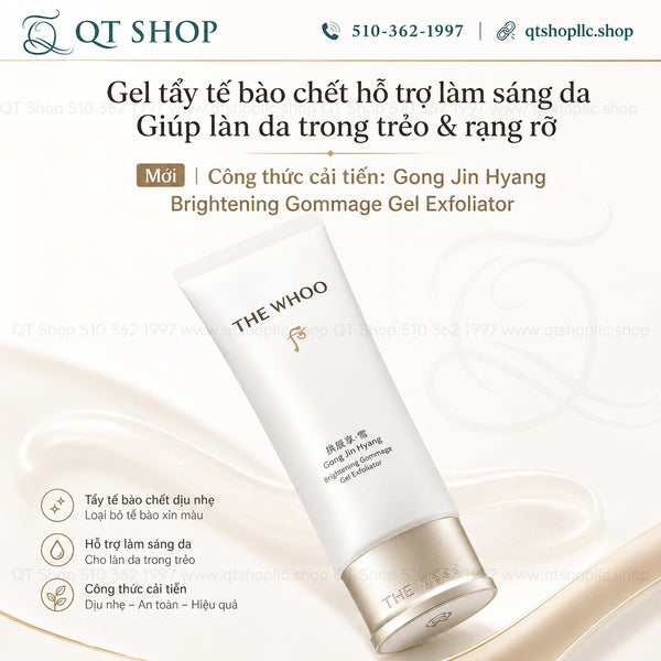 THE WHOO Gongjinhyang Brightening Gommage Gel Exfoliator - Set Tẩy Da Chết Whoo Trắng 100ml + tặng SRM 40ml\