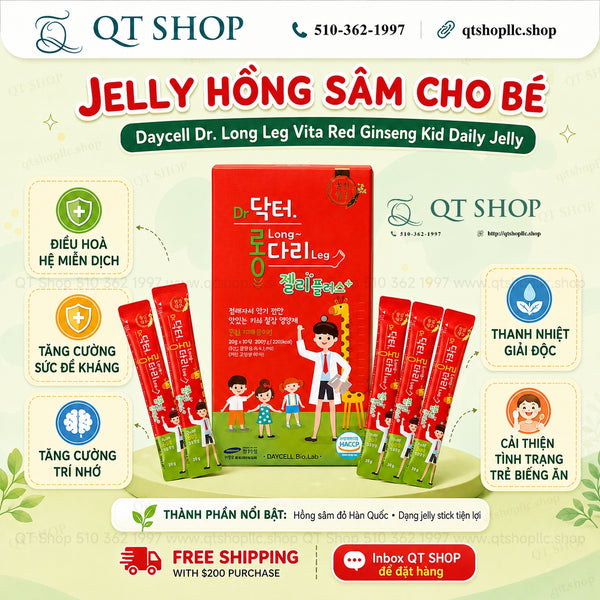 Kids - Thạch Sâm Thạch Hồng Sâm Baby Daycell Dr. Long Leg Fermented Red Ginseng Jelly Plus