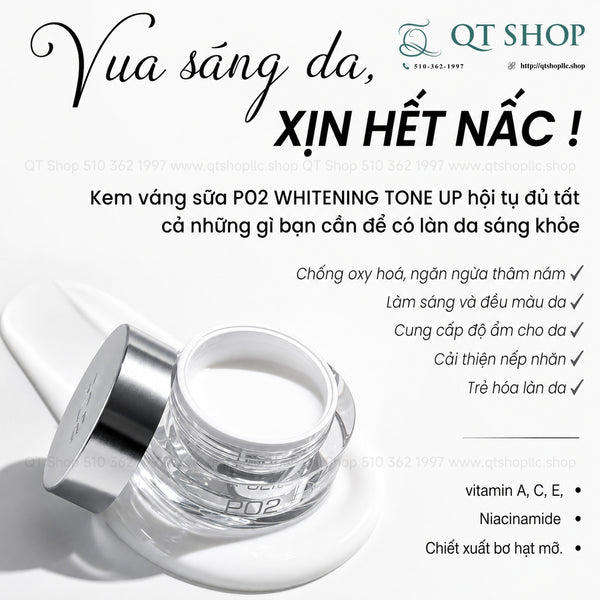 Kem Ngày Nâng Tông Váng Sữa PO2 Whitening Tone Up Cream 50g