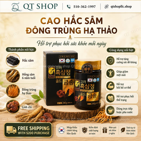 Cao Hắc Sâm Linh Chi Đông Trùng Korea Black Ginseng Extract Gold Geum Song