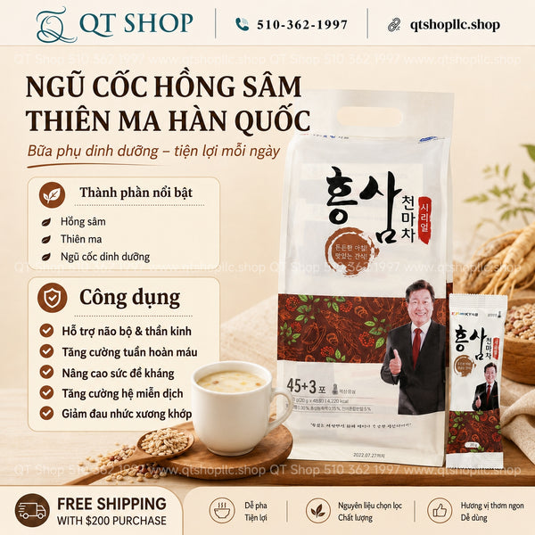 Ngũ Cốc Hồng Sâm Thiên Ma Hàn Quốc - Bịch 48 gói x 20g