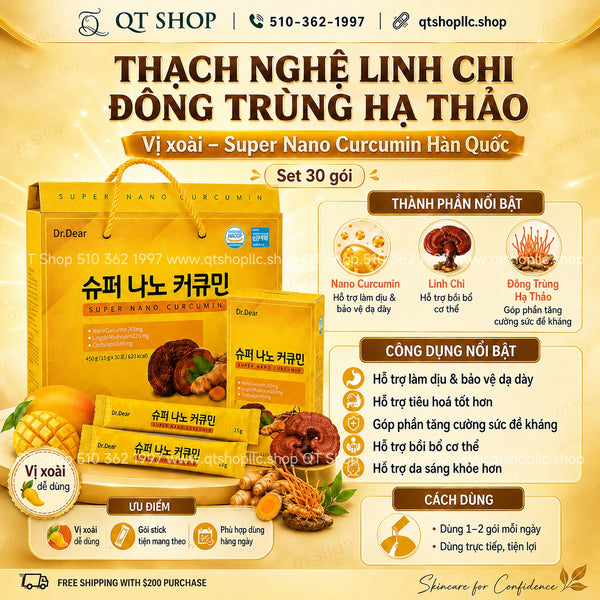 Thạch Nghệ Linh Chi Đông Trùng Hạ Thảo Dr. Dear Super Nano Curcum - 30 gói