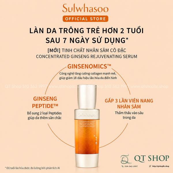 Tinh Chất Nhân Sâm Cải Thiện Nếp Nhăn Săn Chắc Da Sulwhasoo Concentrated Ginseng Renewing Serum Mini Size