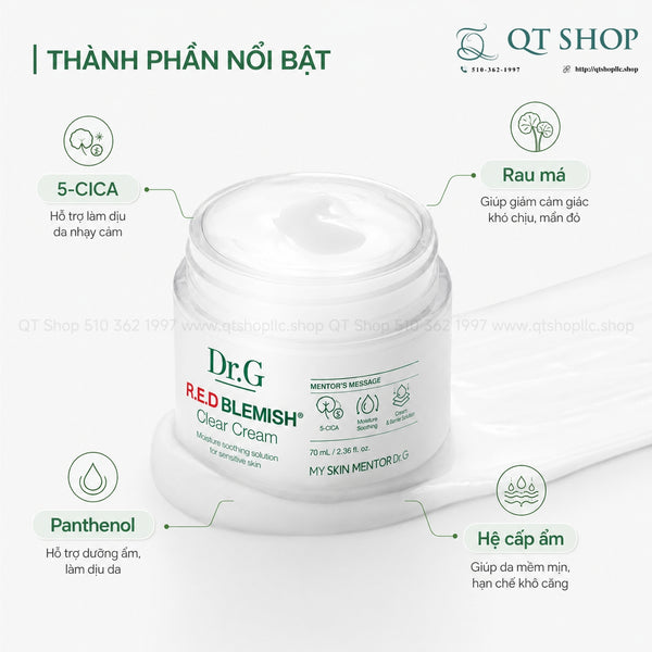 Kem Dưỡng Ẩm Phục Hồi cho da mụn Dr.G R.E.D Blemish - 70ml