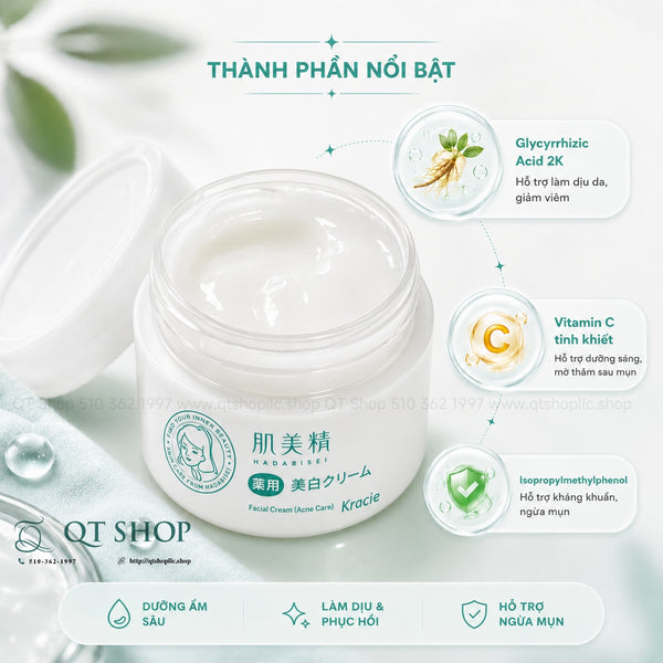 Kem Dưỡng ẨM Trị Mụn Kracie Hadabisei Facial Cream Nhật Bản - 50g