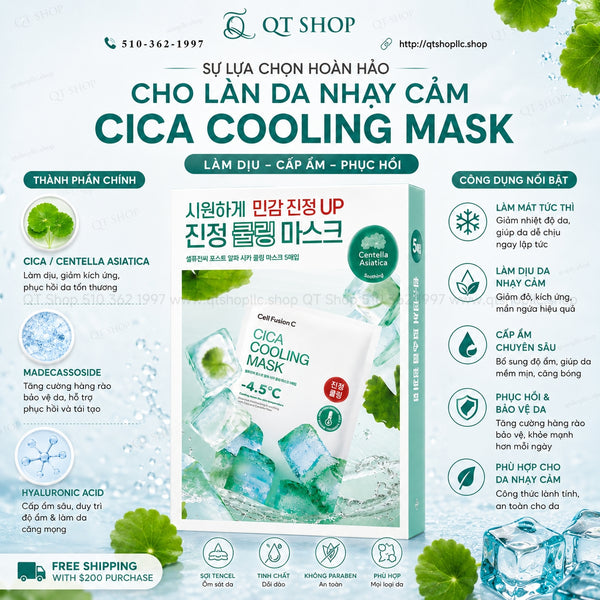 Mặt Nạ Cell Fusion C - Cica Cooling Mask ( Màu Xanh Lá - 5 miếng)