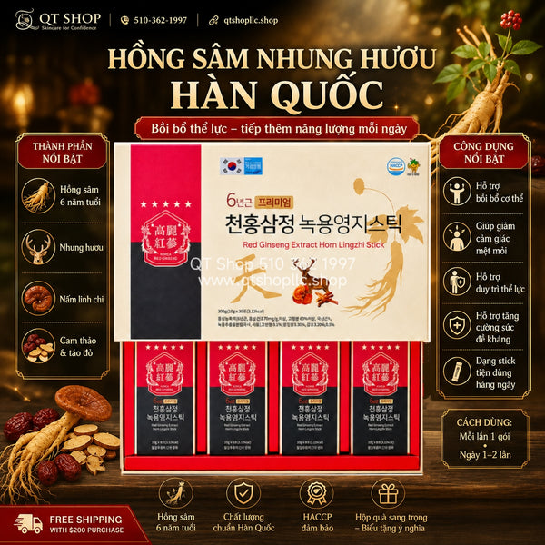 Nước Hồng Sâm Nhung Hươu Cheon Hong Sam Jeong Premium - Hộp 32 tép
