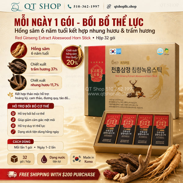 Nước Hồng Sâm Nhung Hươu Cheon Hong Sam Jeong Premium - Hộp 32 tép