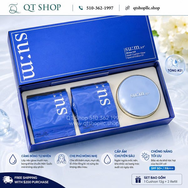 Set Phấn Nước Su:m37 Water-Full Mesh Cushion Glow Special Edition 01 - Tông #21