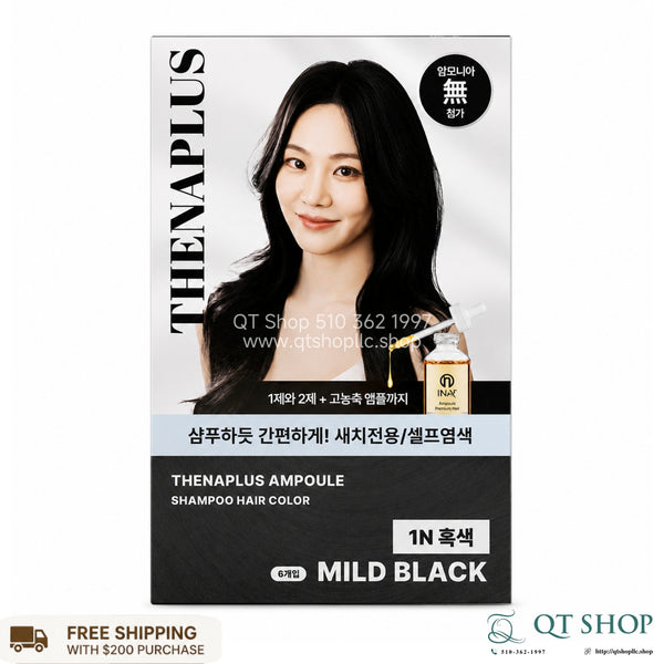 Gội nhuộm phủ bạc Hàn Quốc - Màu Mild Black - 5 gói - THENAPLUS Ampoule Shampoo Hair Color