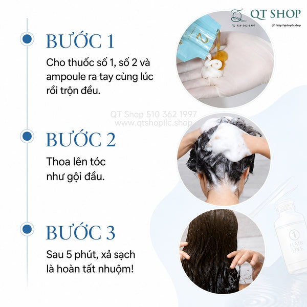 Gội nhuộm phủ bạc Hàn Quốc - Màu Dark Brown - 5 gói - THENAPLUS Ampoule Shampoo Hair Color