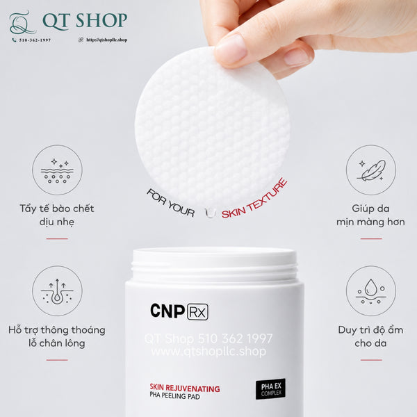 CNP Rx Skin Rejuvenating PHA Peeling Pad - Hộp 60 miếng + tặng kèm 5 miếng