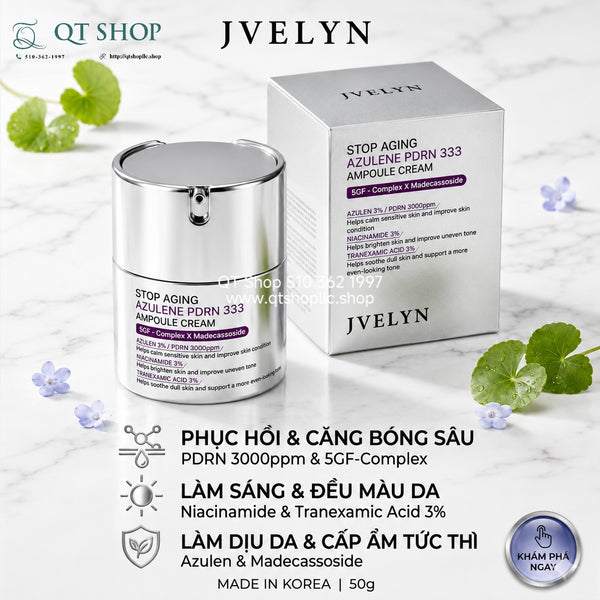 Kem Dưỡng JVELYN Stop Aging Azulene PDRN 333 Ampoule Cream - 50g