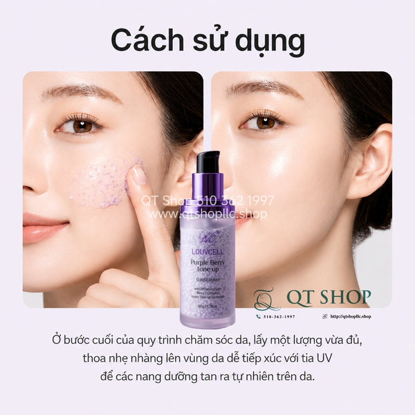 Tinh Chất Chống Nắng Louvcell Purple Berry Tone Up Sunserum SPF 50+ PA++++ - 50g