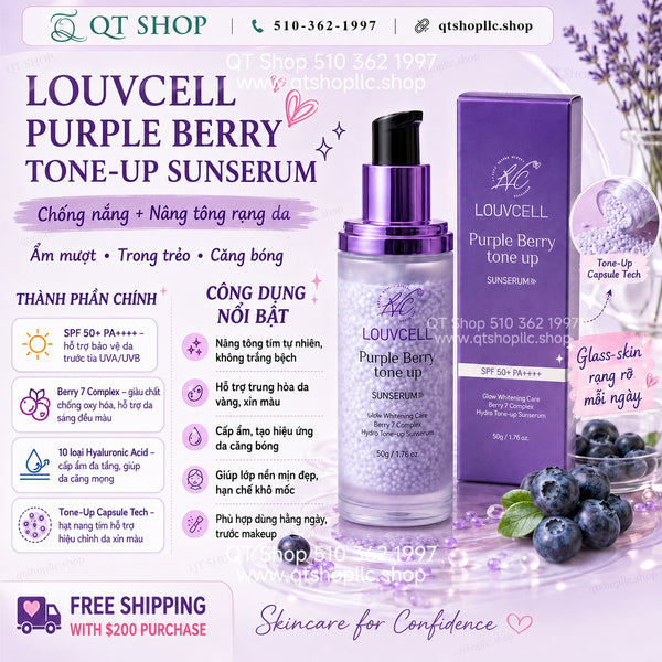 Tinh Chất Chống Nắng Louvcell Purple Berry Tone Up Sunserum SPF 50+ PA++++ - 50g
