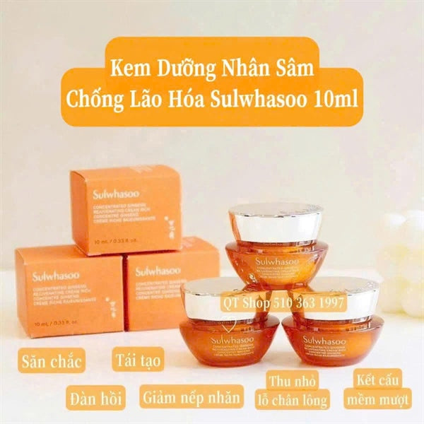 SULWHASOO - Mini Kem Sâm Concentrated Ginseng Rejuvenating Cream Rich - 10 ml - EXP 20280427