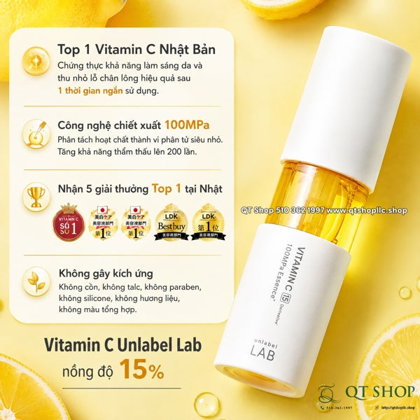UNLABEL LAB - Tinh Chất Vitamin C 15 100MPa - 50ml