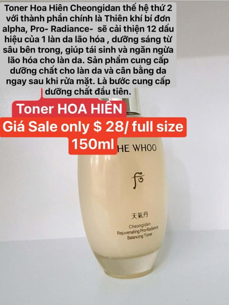THE WHOO - TÁCH CHAI LẺ -Toner Hoa Hiên Rejuvenating Pro-Radiance Balancing - 150ml