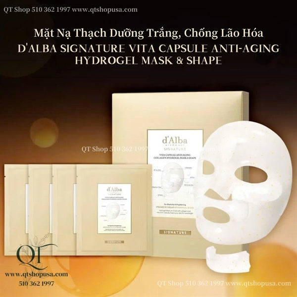 D'ALBA - Mặt Nạ Thạch Signature Vita Capsule Anti-Aging Collagen Hydrogel Mask & Shape - 4ea