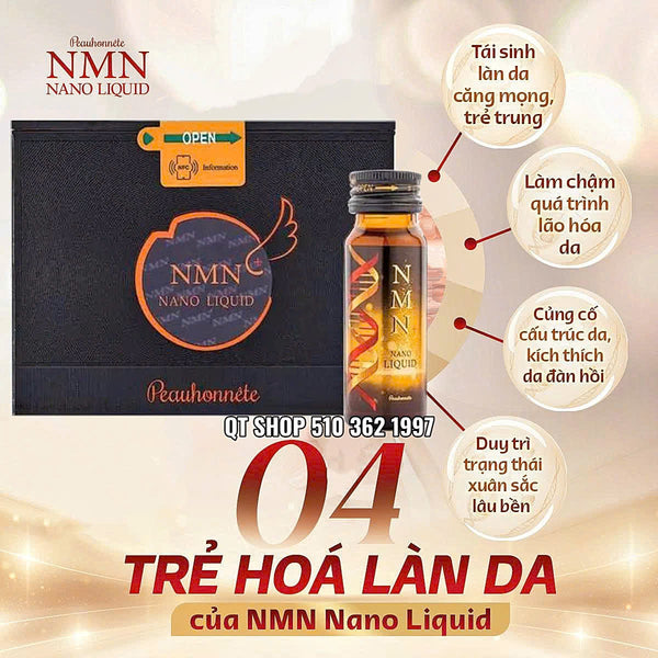 Nước Uống Trẻ Hóa Da Peauhonnete NMN+ NANO LIQUID 12000 Nhật Bản Japan - Hộp 12 chai