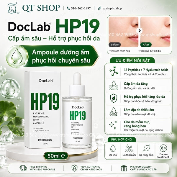 DOCLAB - HP19 Extreme Moisturizing Ampoule - Tinh Chất HA Tế Bào Gốc - 50ml EXP 20280519