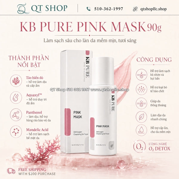 KB PURE - Pink Mask Detoxygen Cleansing for Face MỚI - 90g