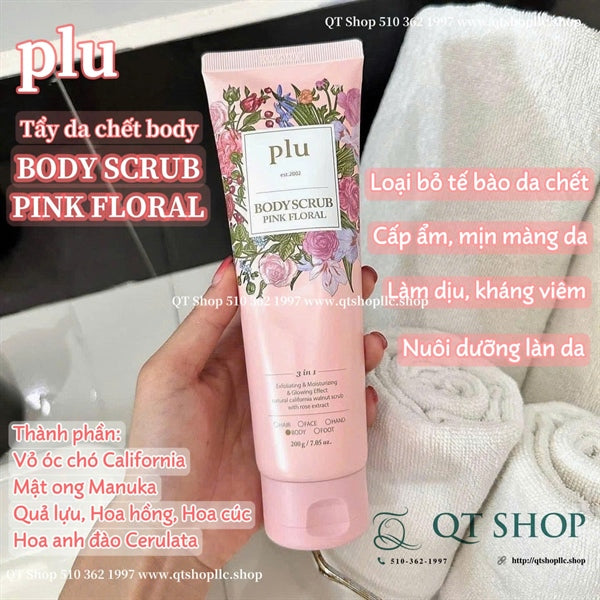 PLU - TDC Tẩy Tế Bào Chết Body Scrub Pink Floral - HỒNG - 200ml - EXP 202706