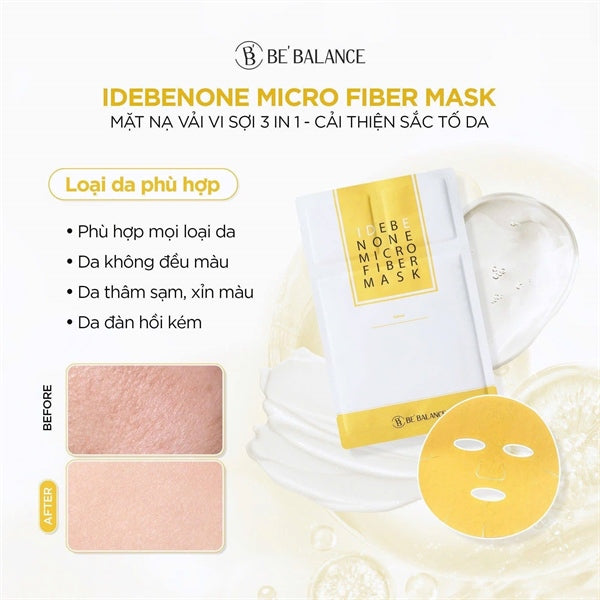 @ BEBALANCE - IDEBENONE MICROFIBER Mask Màu Vàng - Trắng Da - 10 ea