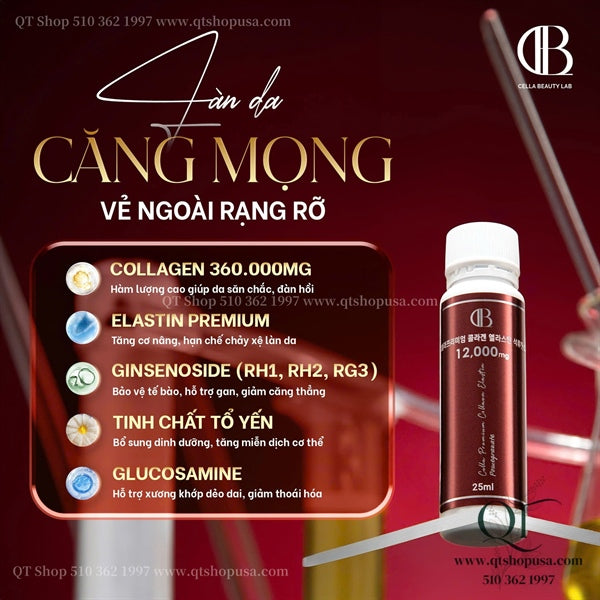 CELLA - Collagen Premium 360.000mg - Vị Lựu - 30 lọ x 25ml - EXP 202810