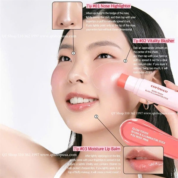 CORINGCO - Thỏi má hồng 2 đầu Glow Touch Rouge - Màu #02 Sunkissed