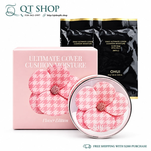 OHUI - Ultimate Cover Cushion Moisture Flower Edition LIMITED 2026 - 15g + 2 lõi refill x 15g - EXP 202903