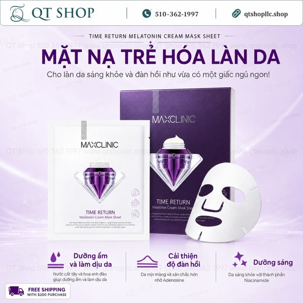 MAXCLINIC - Mặt Nạ Trắng Da Melatonin Cream Mask 4ea - EXP 202802
