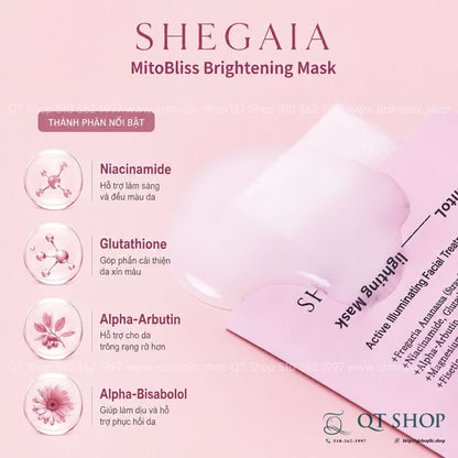 SHEGAIA - Mặt Nạ Mitobliss Brightening Mask - 10ea - Hồng - EXP 202903