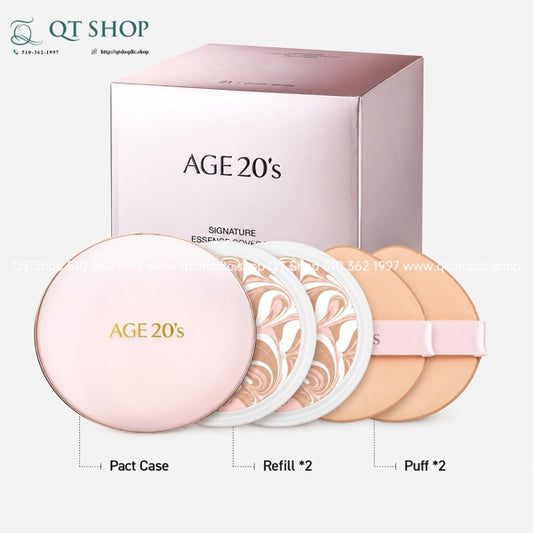AGE 20's - @ - Phấn Tươi Signatura Essence Cover Pact Moisture - Tone #21 - Vỏ Hồng - EXP 202705
