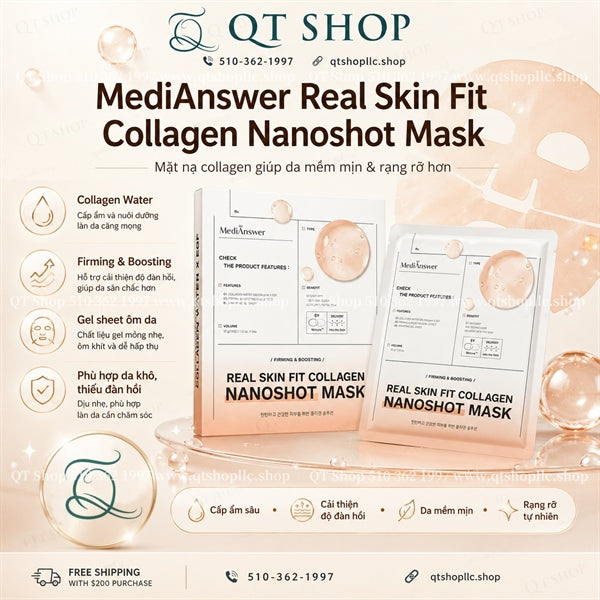 MEDIANSWER - Mặt Nạ Thạch Real Skin Fit Collagen Nanoshot - CAM - 5ea - EXP 2028