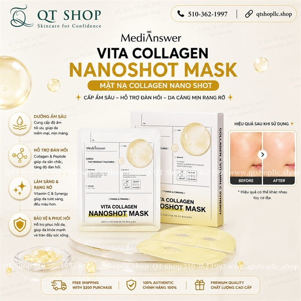 MEDIANSWER - Mặt Nạ Thạch Vita Collagen Nanoshot - VÀNG - 5 ea