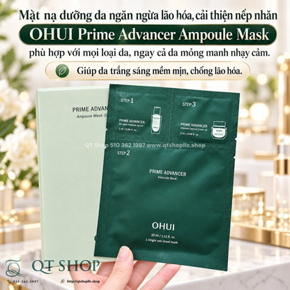 OHUI - Mặt Nạ Ohui Xanh Prime Advancer Ampoule Mask 3-Step Set - 8ea - EXP 202702